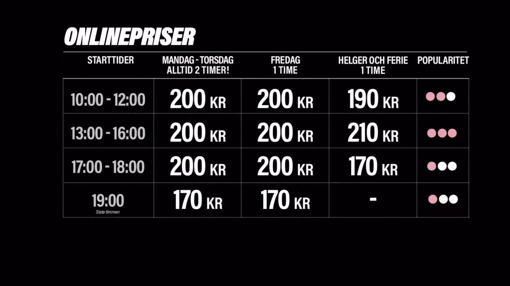 JumpYard SNØ priser inngang hoppetid